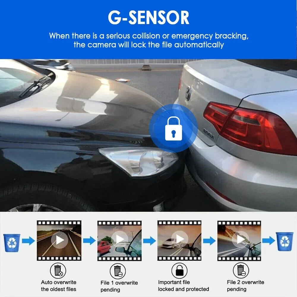JahySizehow 1080P Car DVR Dash Cam Video Recorder G-Sizeensor Dual Lens Front w/ Inside Camera