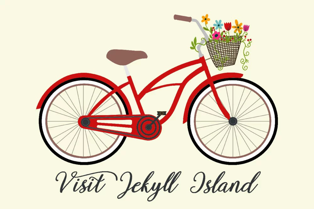 Visit Jekyll Island, Georgia, Beach Cruiser and Basket (1000 Piece Puzzle, Sizeize 19x27, Challenging Jigsaw Puzzle for Adults and Family, Made in USizeA)