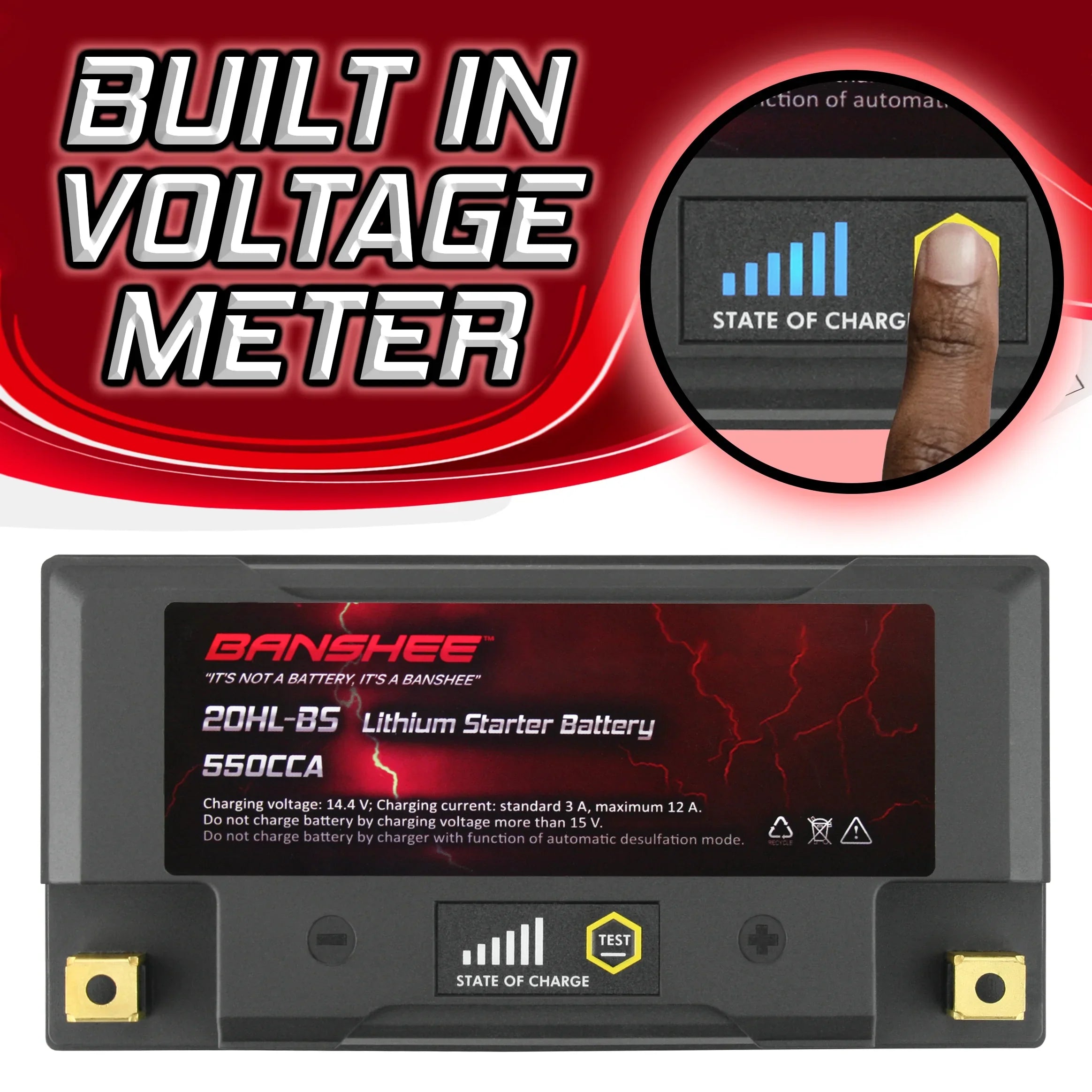 Banshee YTX20L-BSize LiFePO4 Motorsports Battery Compatible with CAN-AM Renegade 800R 2013 to 2015