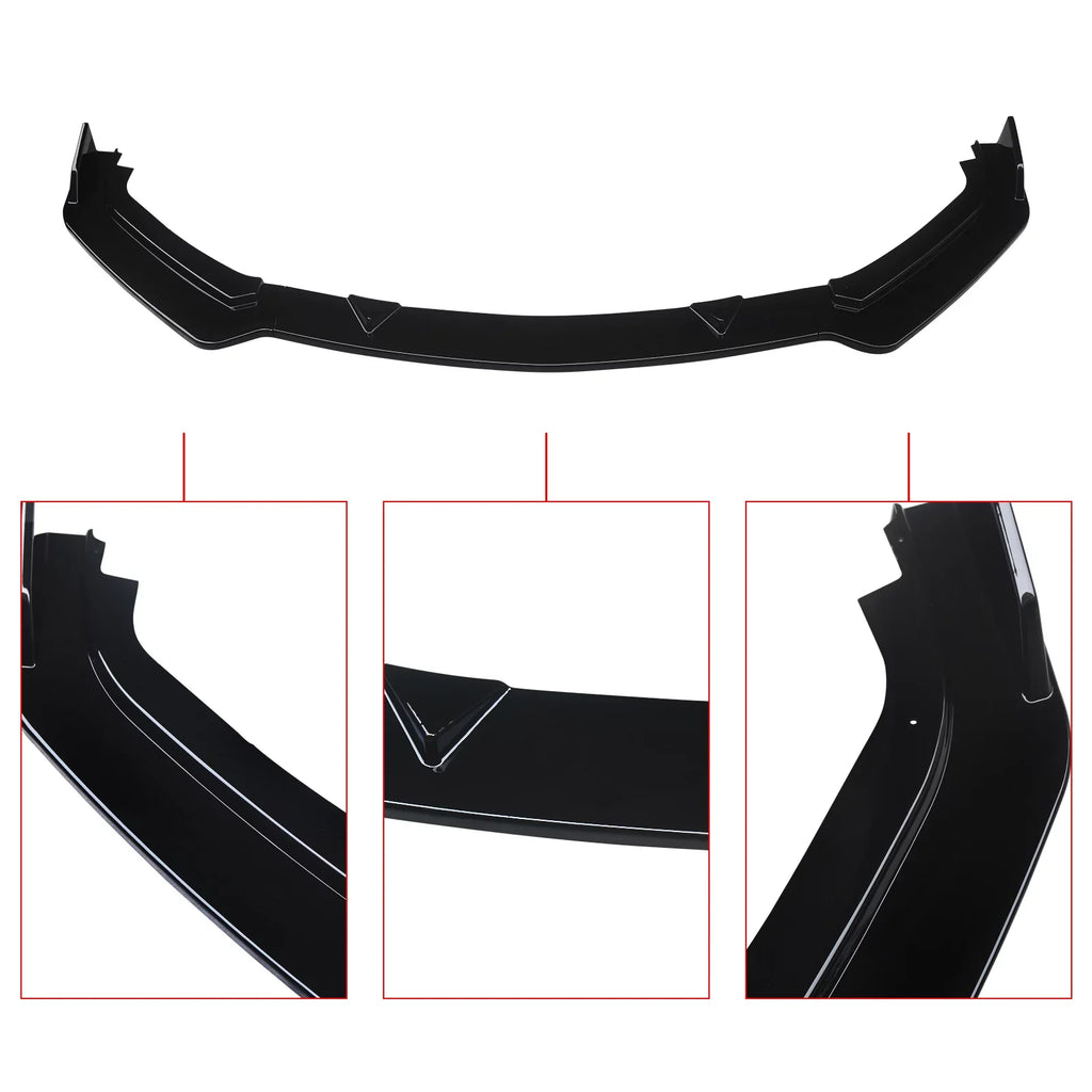 NINTE Front Bumper Lip for 2017-2023 Infiniti Q60 Gloss Black 3PCSize