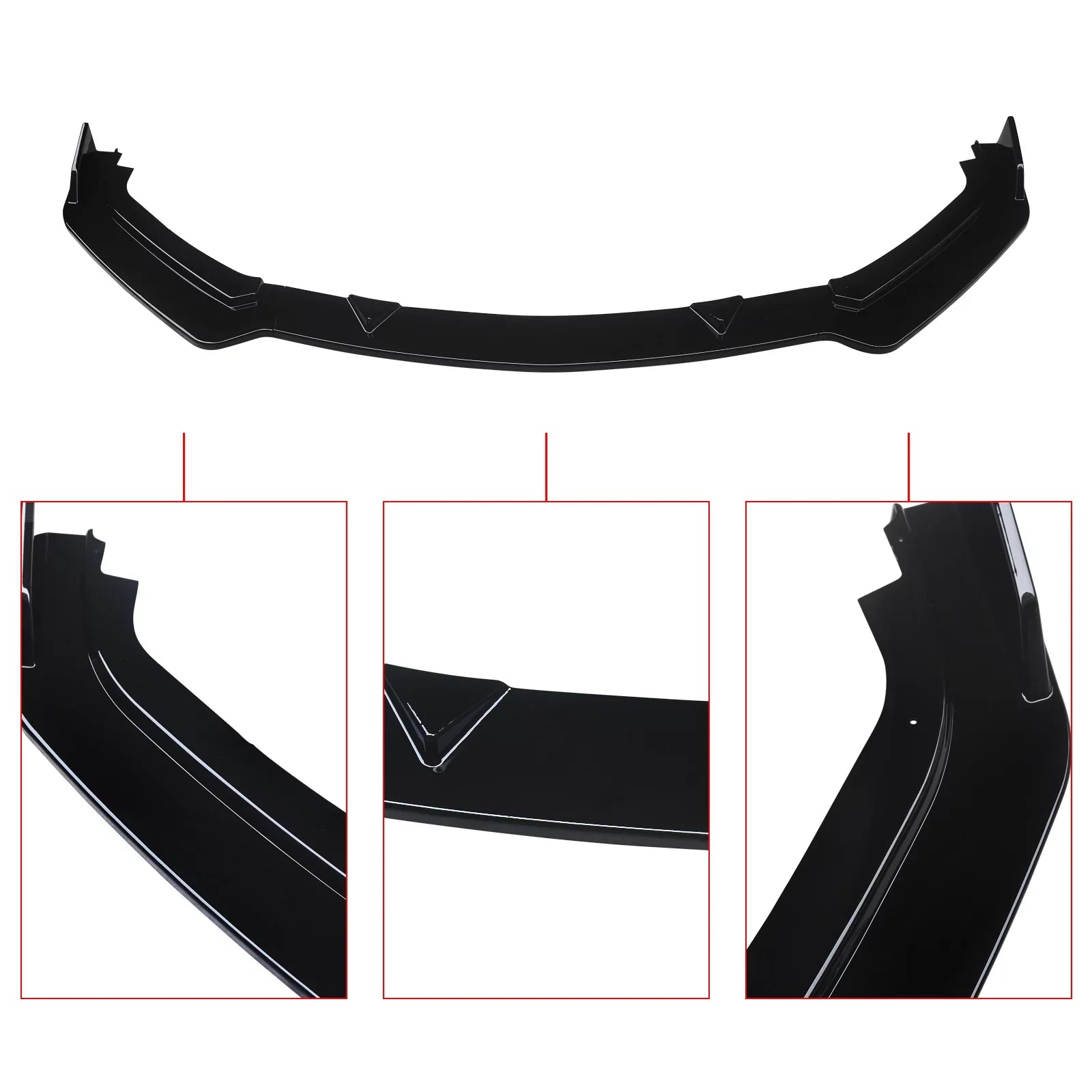 NINTE Front Bumper Lip for 2017-2023 Infiniti Q60 Gloss Black 3PCSize