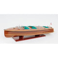 HomeRoots  9 in. Wood Brown C1928 Chris Craft Triple Cockpit Hand Painted Decorative Boat