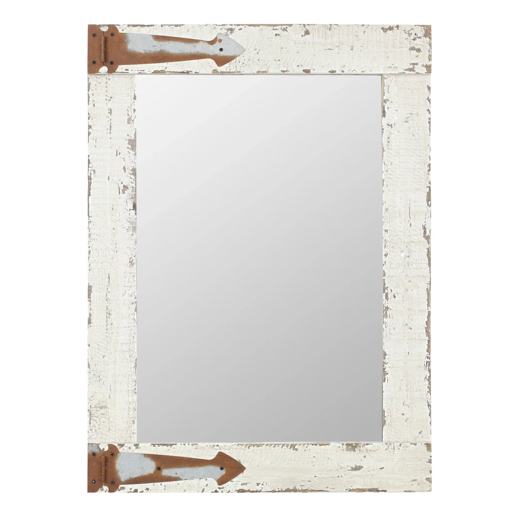 Sizeerenad Farmhouse Wall Mirror Ivory 30" x 22" by Aspire