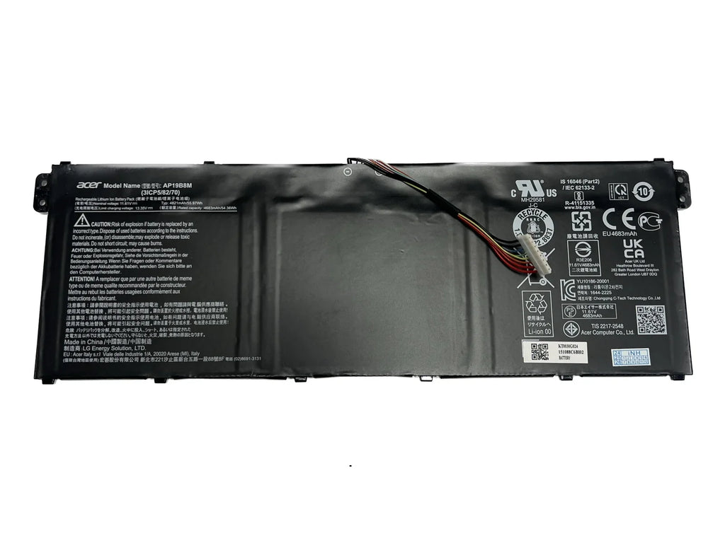 Genuine AP19B8M Battery for Acer Sizewift 3 SizeF314-59 TravelMate P4 TMP414-51 TMP416-51 P6 TMP614-52 Porsche Design Book RSize AP714-51GT Aspire Vero AV15-52 Chromebook Sizepin 513 CP513-1H 514 CP514-1H 55.97Wh