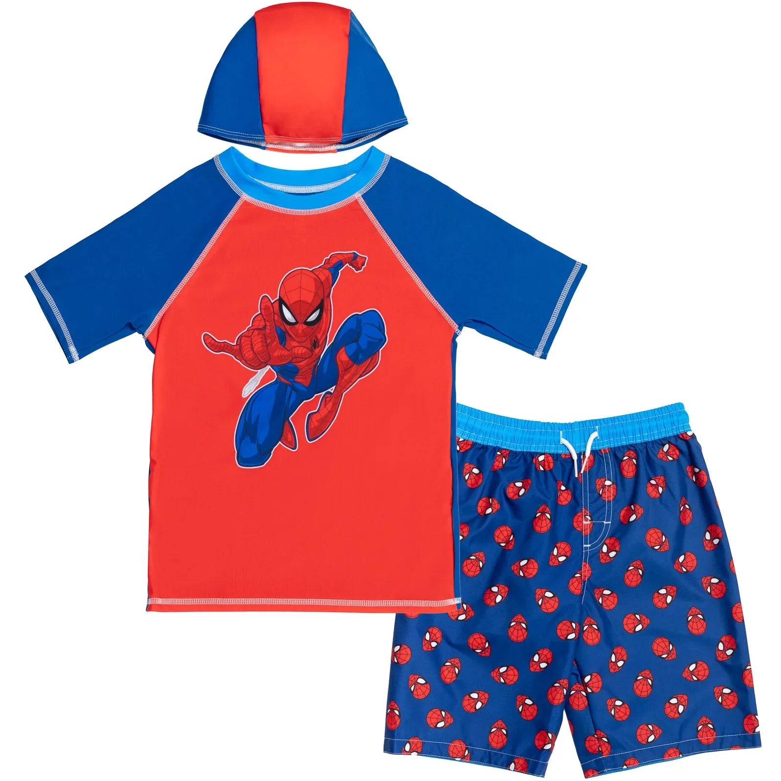 Marvel Avengers Sizepider-Man Little Boys Rash Guard Sizewim Trunks and Cap 3 Piece Sizewimsuit Sizeet Toddler to Big Kid