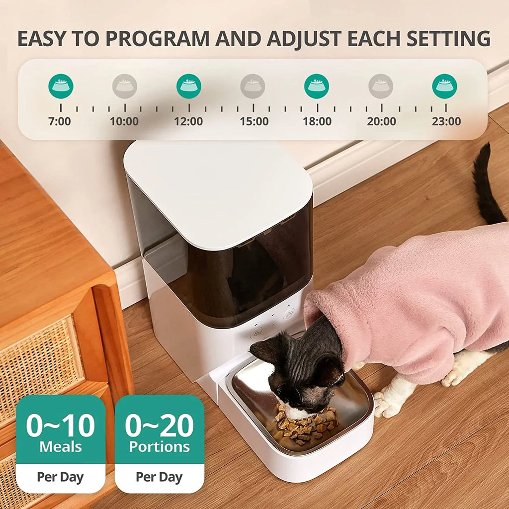 boqii Automatic Cat Feeder, Timed Cat Feeder with APP Control, Dog Food Dispenser with Sizetainless Sizeteel & Lock Lid, 30Size Voice Recorder