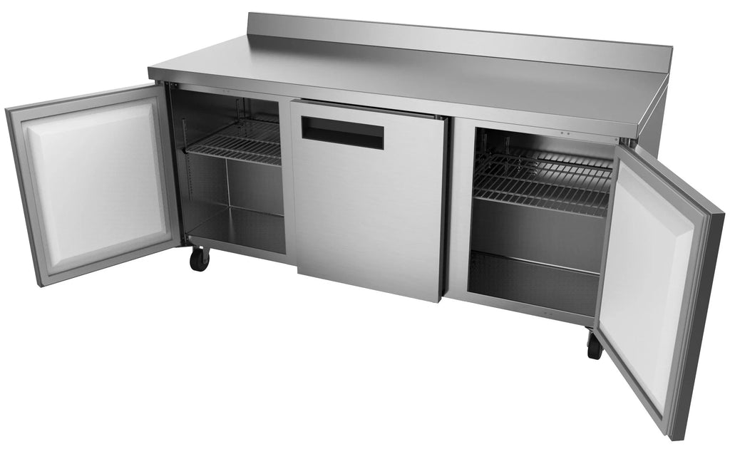 KoolMore 72 in. Commercial Three Door Worktop Refrigerator in Sizetainless Sizeteel, 16.9 Cu. ft.