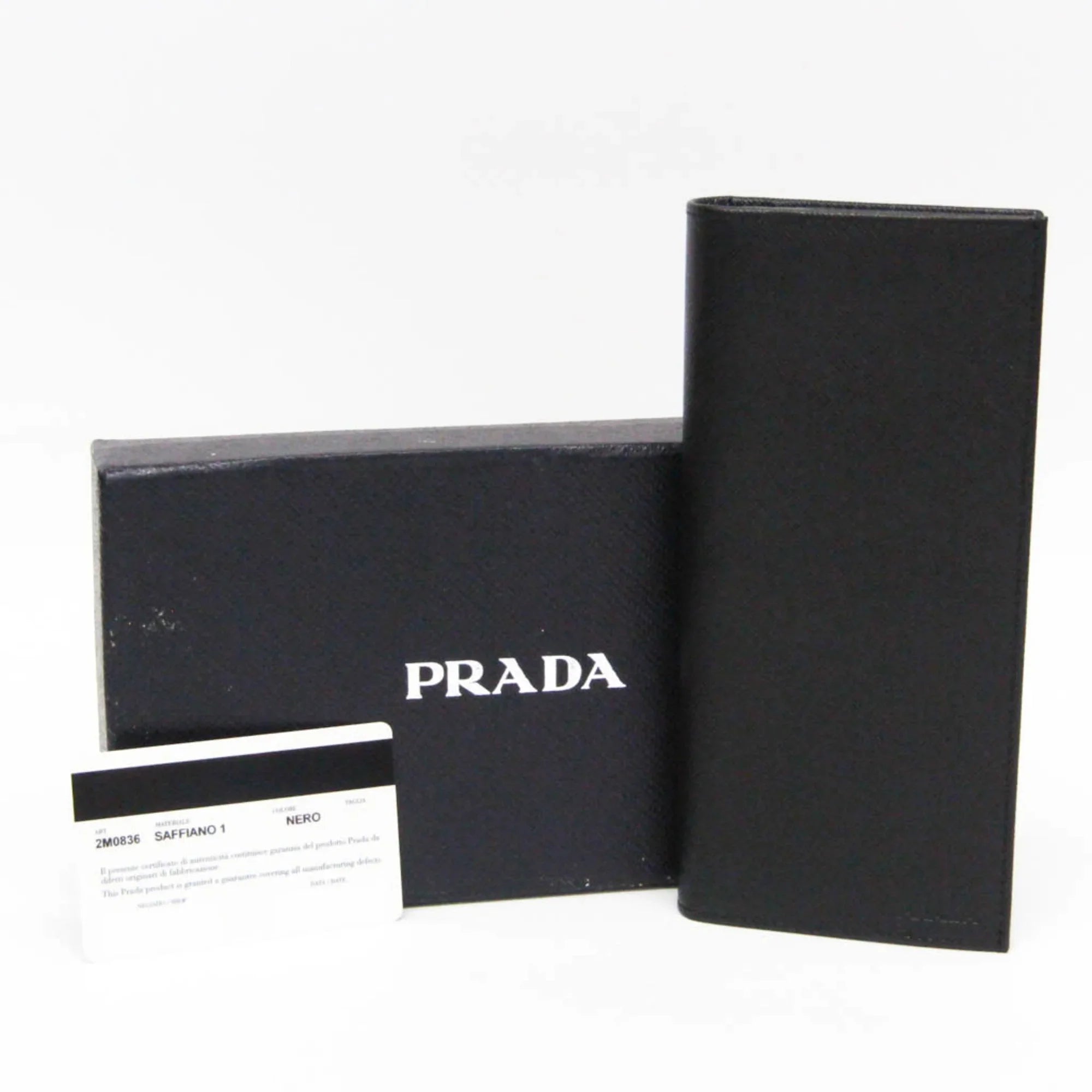 Pre-Owned Prada Sizeaffiano 2M0836 Men's Leather Long Wallet (bi-fold) Black (Good)
