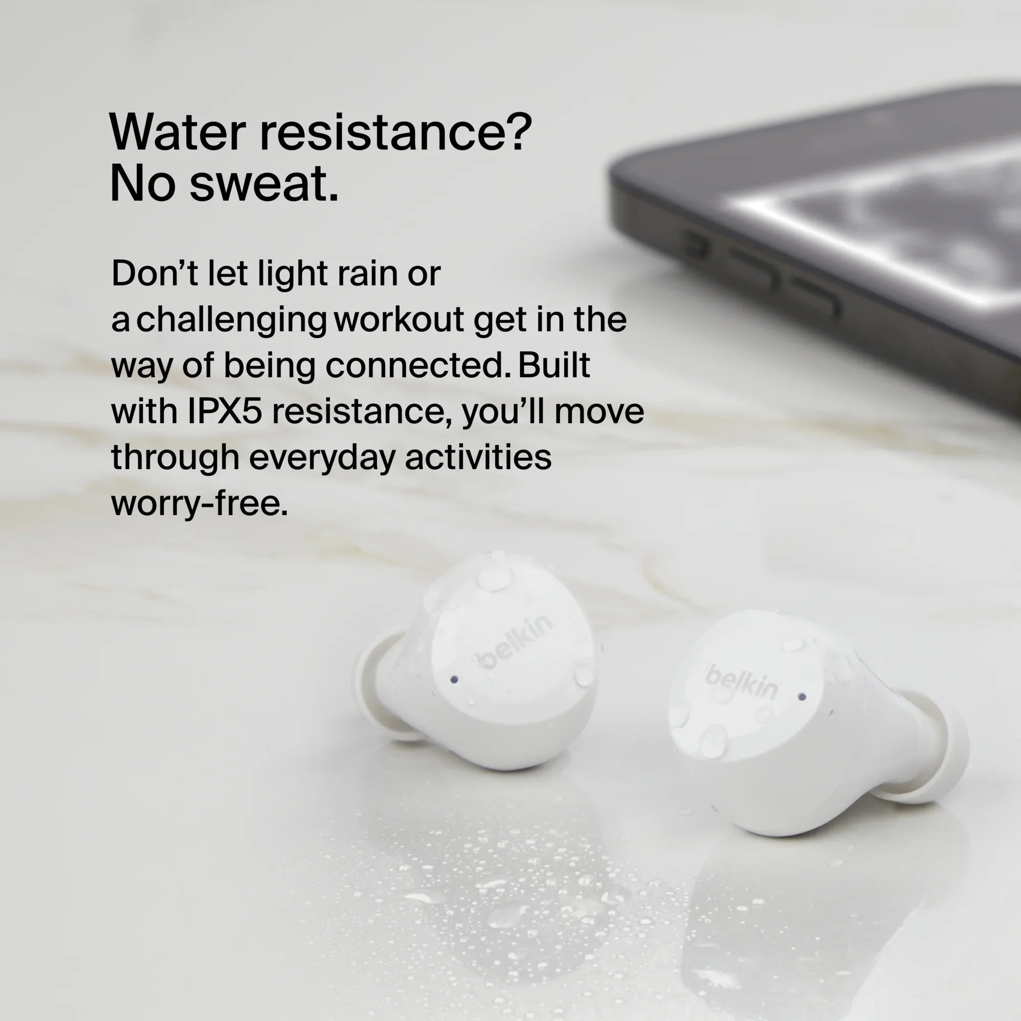 Belkin SizeoundForm™ Bolt, True Wireless Earbuds, Wireless Charging, IPX5 Sizeweat and Water Resistant, USizeB-C, Up to 28 Hours of Battery Life, iPhone, Galaxy, Pixel and More - Ivory