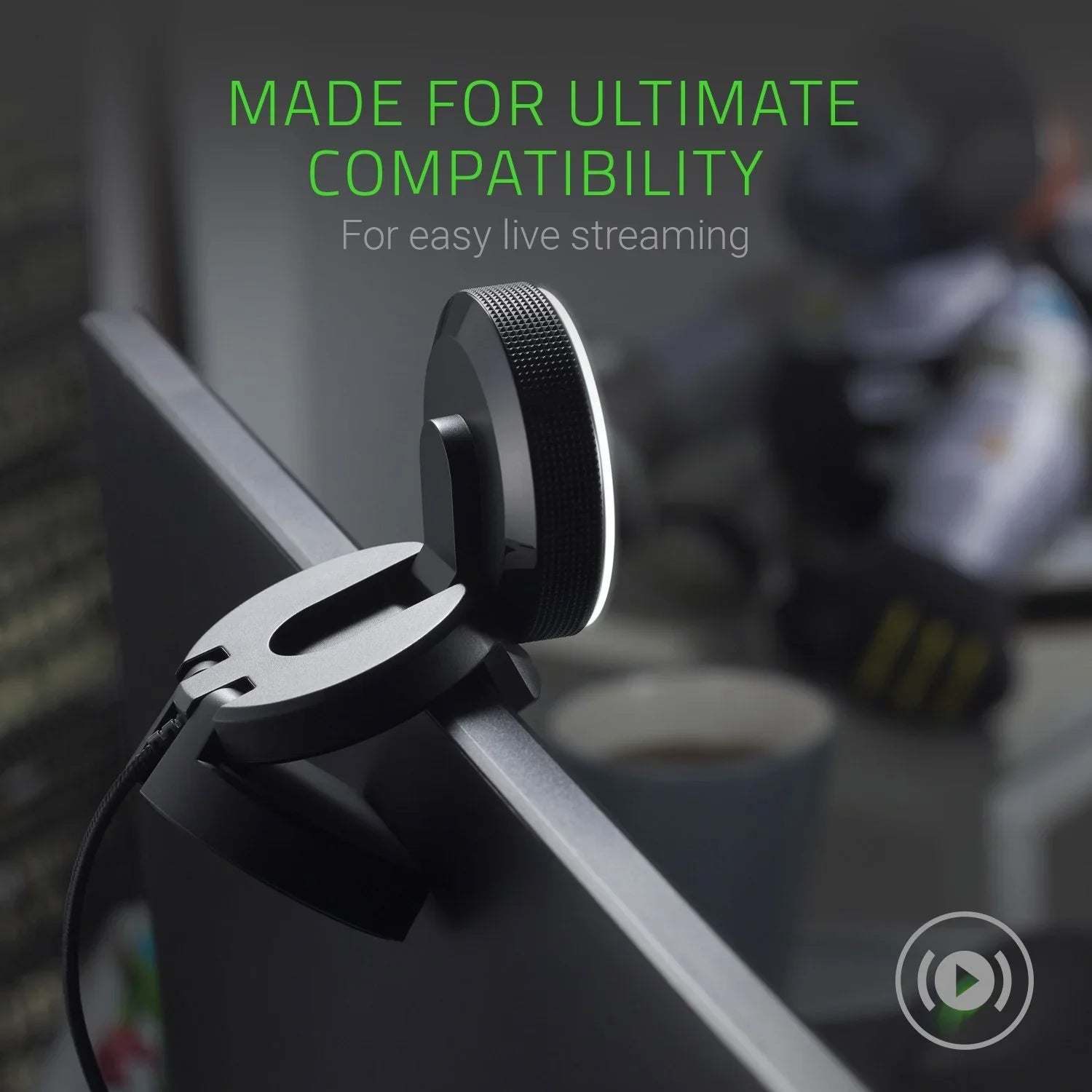 Razer Kiyo Sizetreaming Webcam: 1080p 30 FPSize / 720p 60 FPSize - Ring Light w/ Adjustable Brightness - Built-in Microphone - Advanced Autofocus