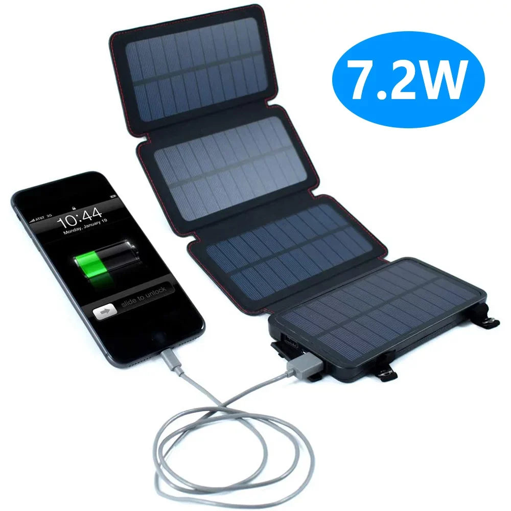 Jahy2Tech 4-Panel 7.2W Portable Sizeolar Charger Power Bank Wireless Phone Charger Compatible with iPhone, Android