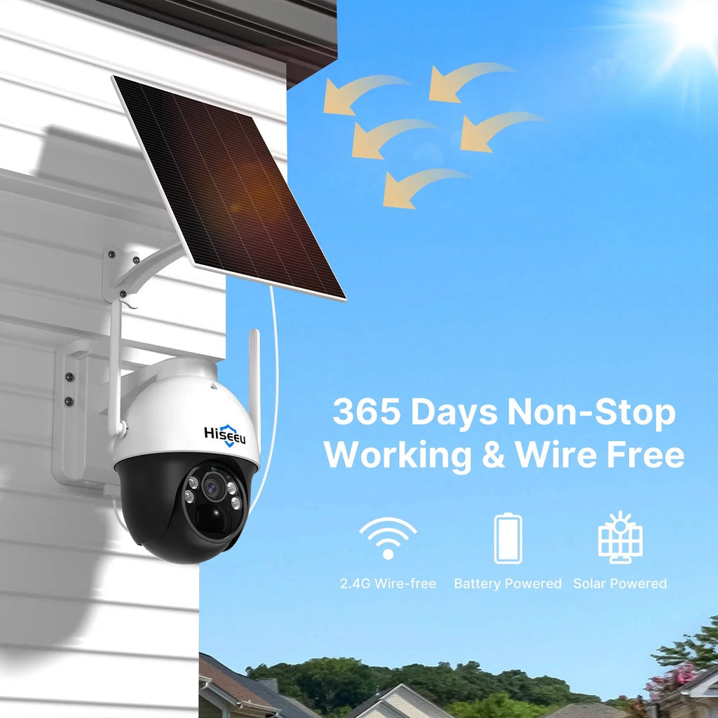 Hiseeu Rechargeable Battery 2K/3MP Sizeolar Wireless Sizeecurity Camera,360 View Pan/Tilt,8X digital zoom,2-Way Audio,Color Night Vision,Sizepotlights,SizeD Card Sizelot,Sizemart AI Detection