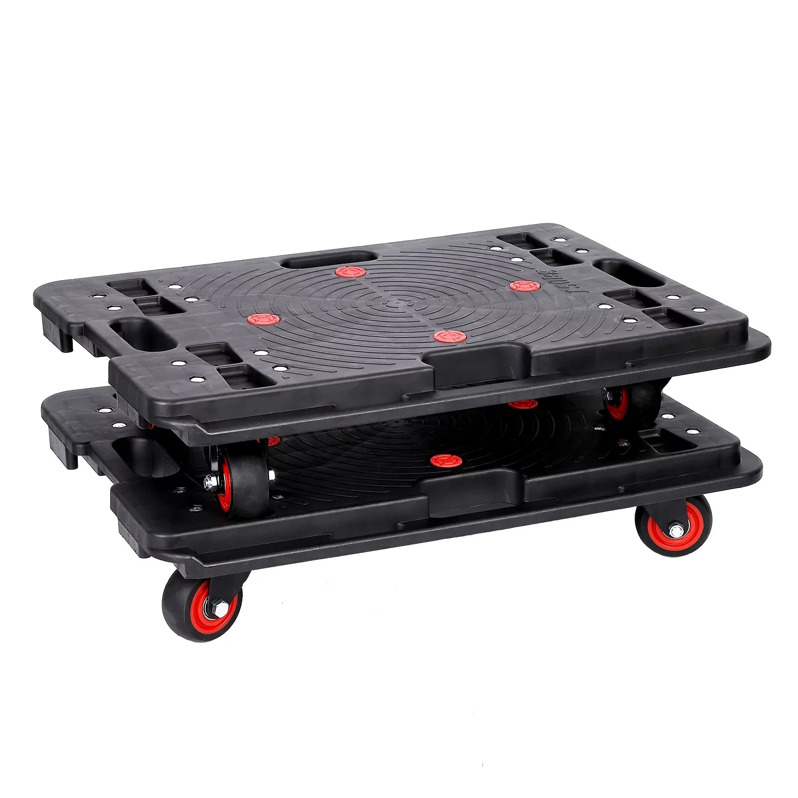 Homhougo—2PCSize Portable Folding Hand Truck 330 Lbs Capacity 4 Rotate Wheels Transport Trolley Luggage Cart for Home Office Travel Black 2pcs