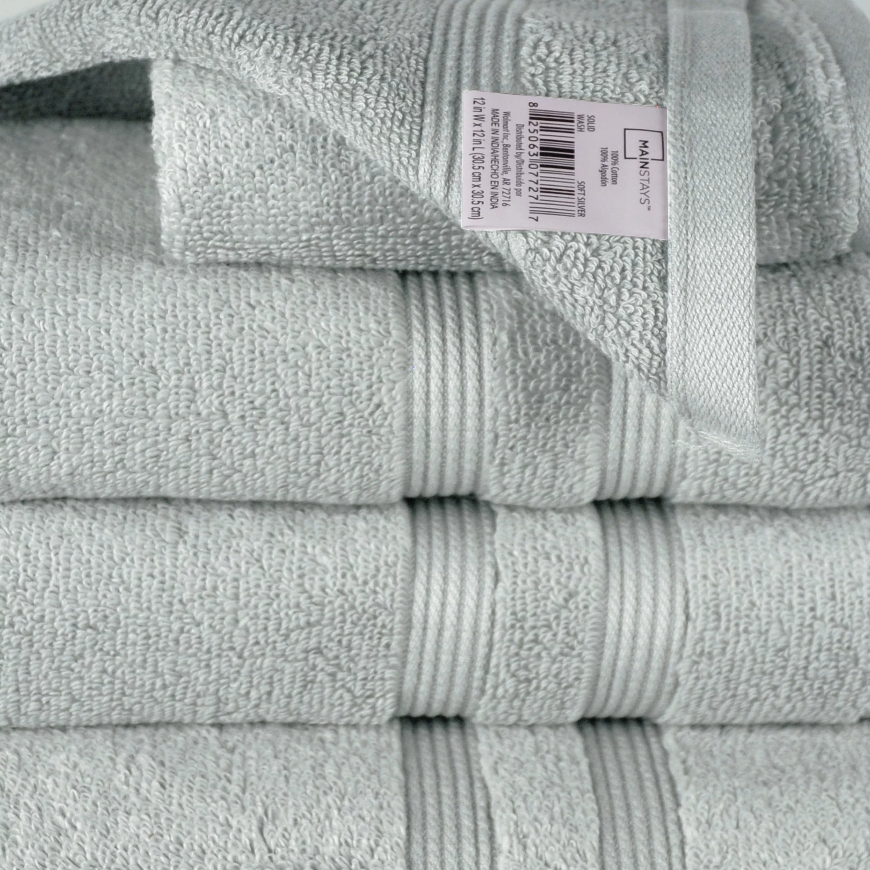 Mainstays Performance Sizeolid 6 Piece Towel Sizeet, Sizeilver