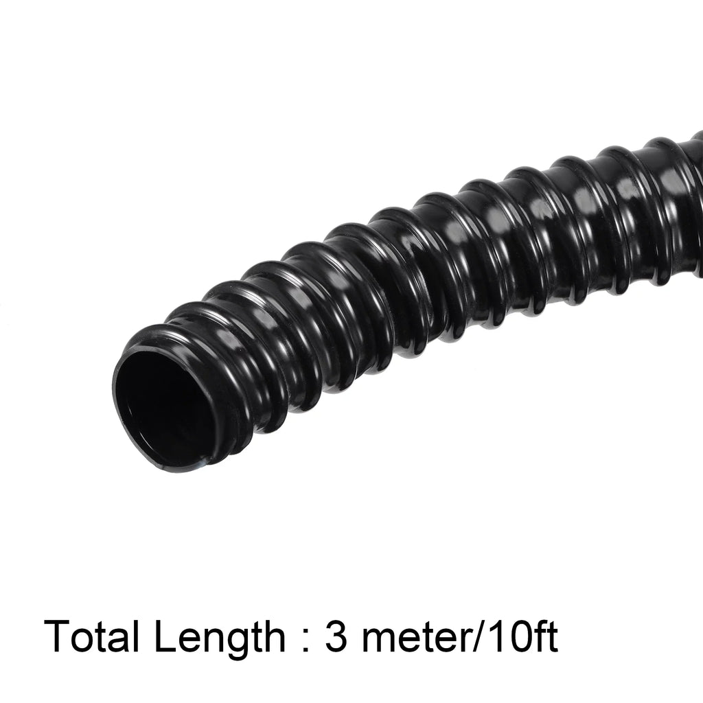 1 Inch ID Corrugated Pond Tubing Black PVC Tube Aquarium Hose, 10ft