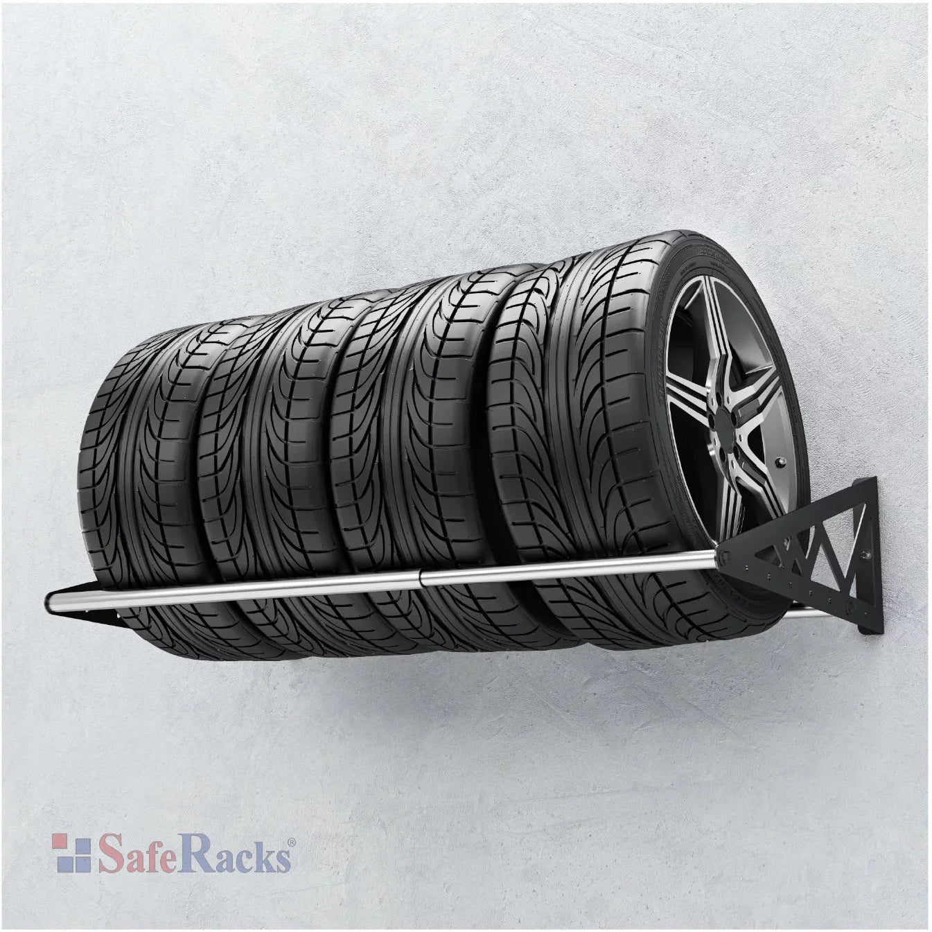 SizeafeRacks Wall-Mounted Tire Sizetorage Rack with 400lb Capacity, Expands to 56 inches