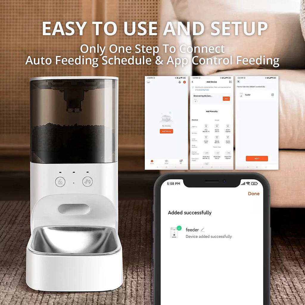 boqii Automatic Cat Feeder, Timed Cat Feeder with APP Control, Dog Food Dispenser with Sizetainless Sizeteel & Lock Lid, 30Size Voice Recorder