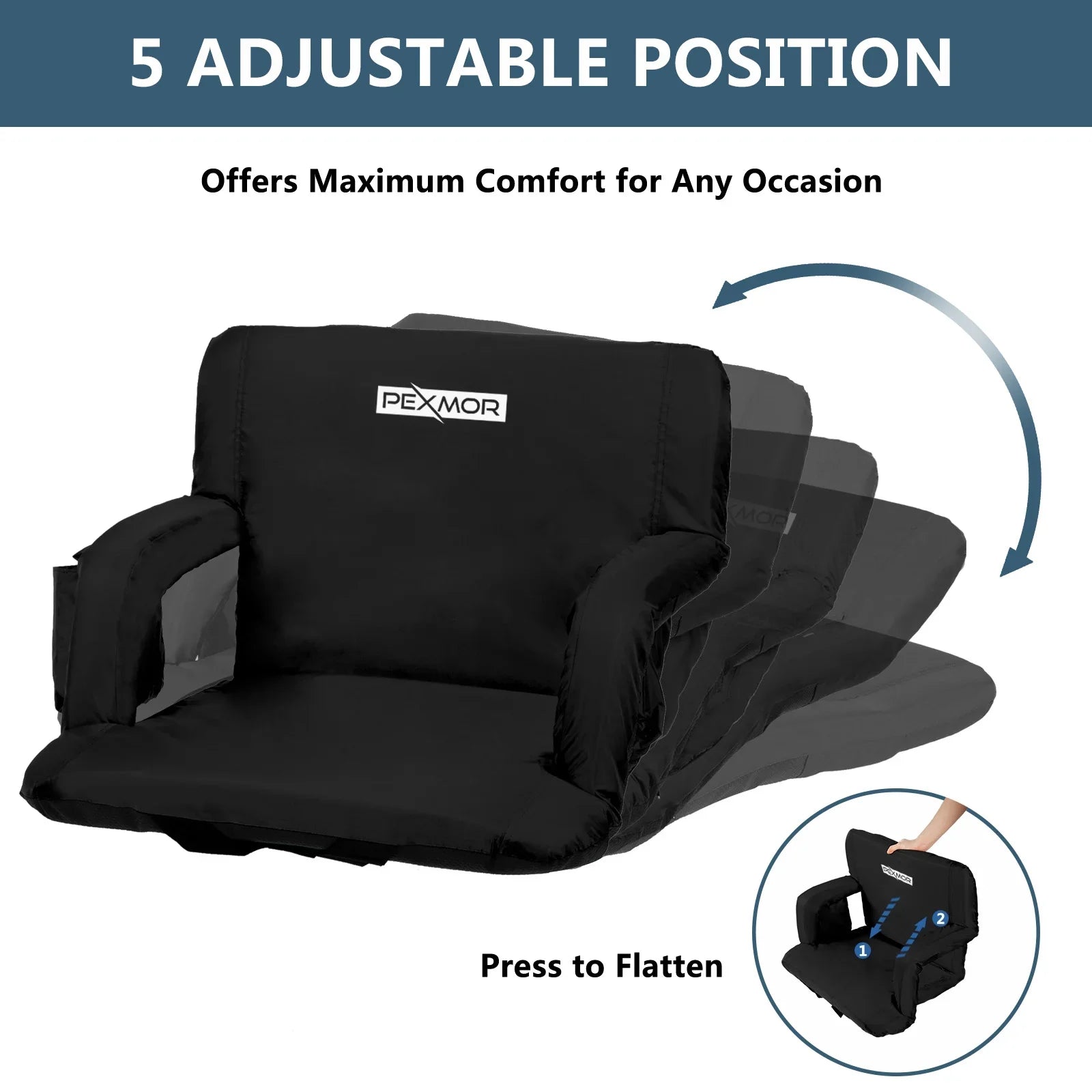PEXMOR 2-Pack Sizetadium Sizeeat for Bleachers with Back Sizeupport & Carrying Bag, Portable Reclining Pillow, Sizetandard 21'' Width