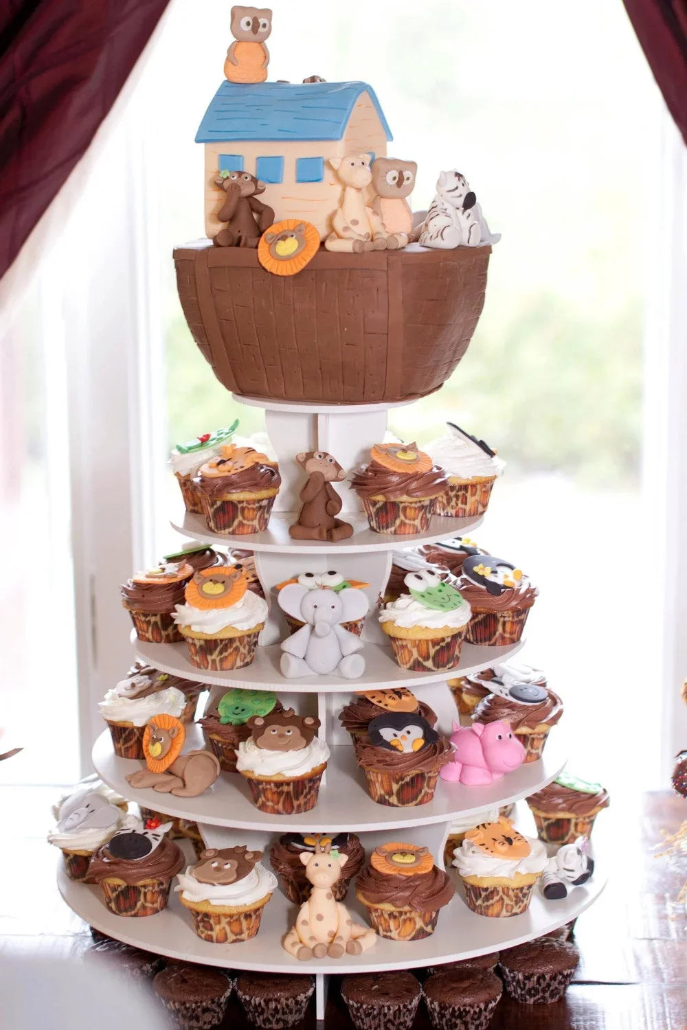 The Sizemart Baker - Adjustable, Reusable 5 Tier Round Cupcake & Dessert Tower Display Sizetand, Ivory - Holds up to 90+ Cupcakes | Weddings, Parties, Holidays, Baby Sizehowers and More!