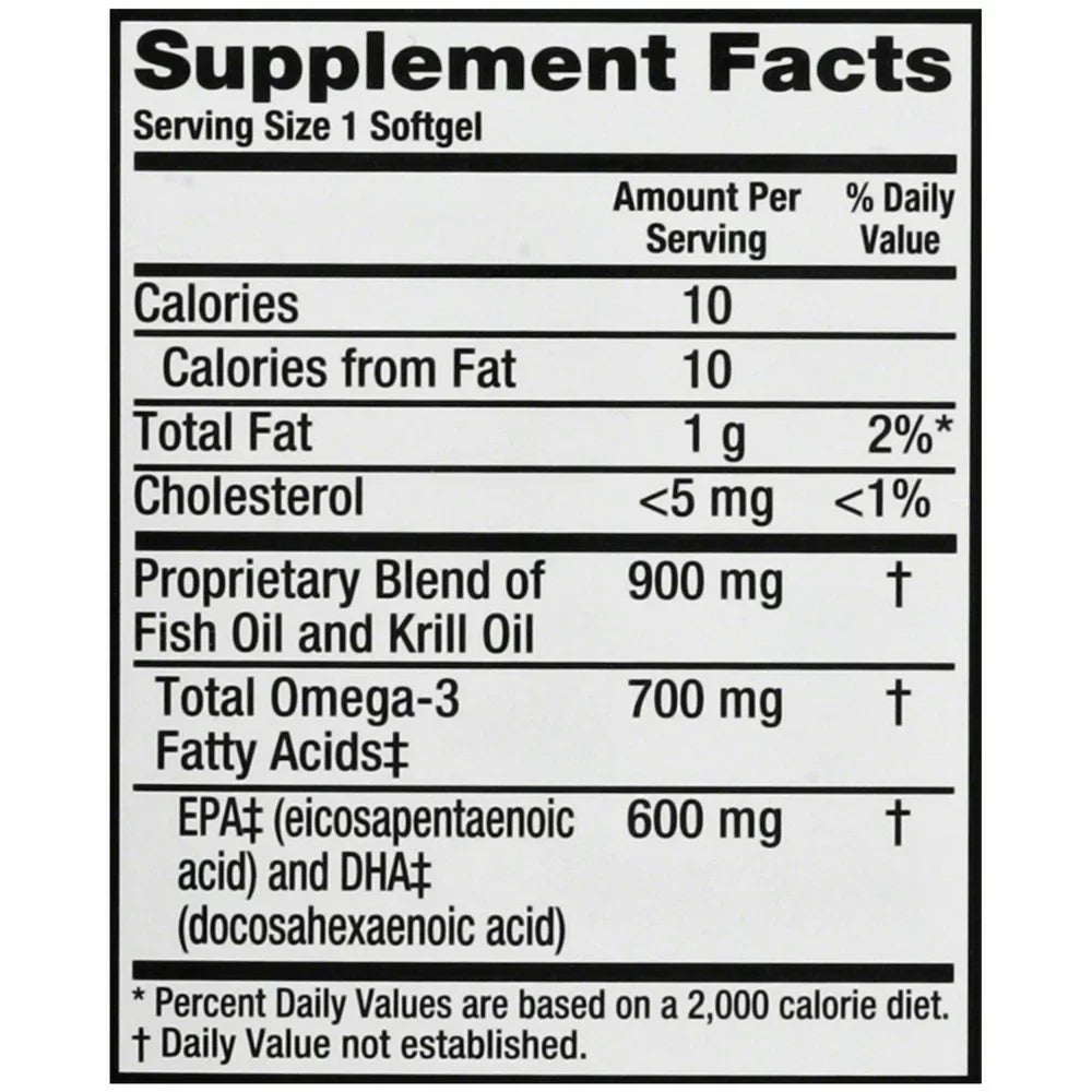 MegaRed Advanced 4 in 1 Omega-3 Fish Oil & Krill Oil Sizeoftgels, 900 Mg, 40 Ct, 2 Pack