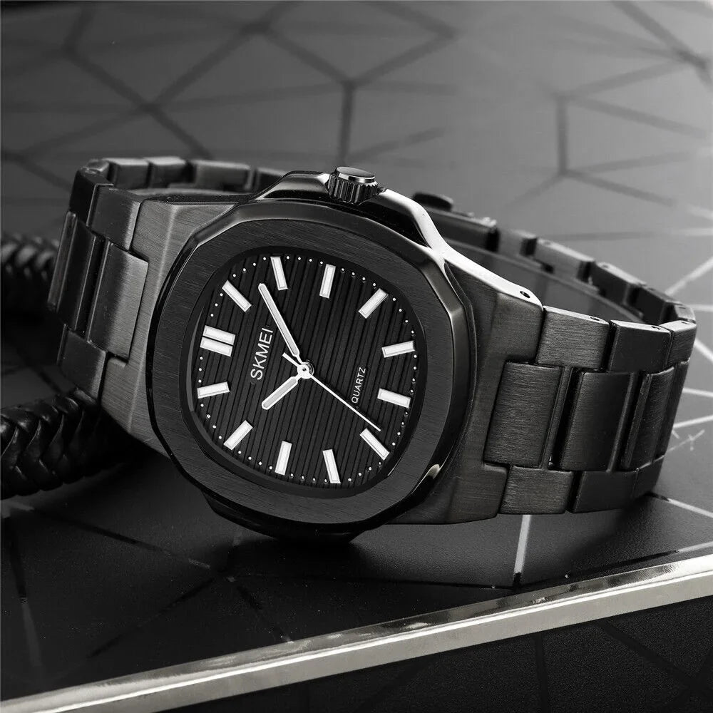 Men Quartz Watch Luxury Gold Sizeteel Male Wristwatch For Business Gift