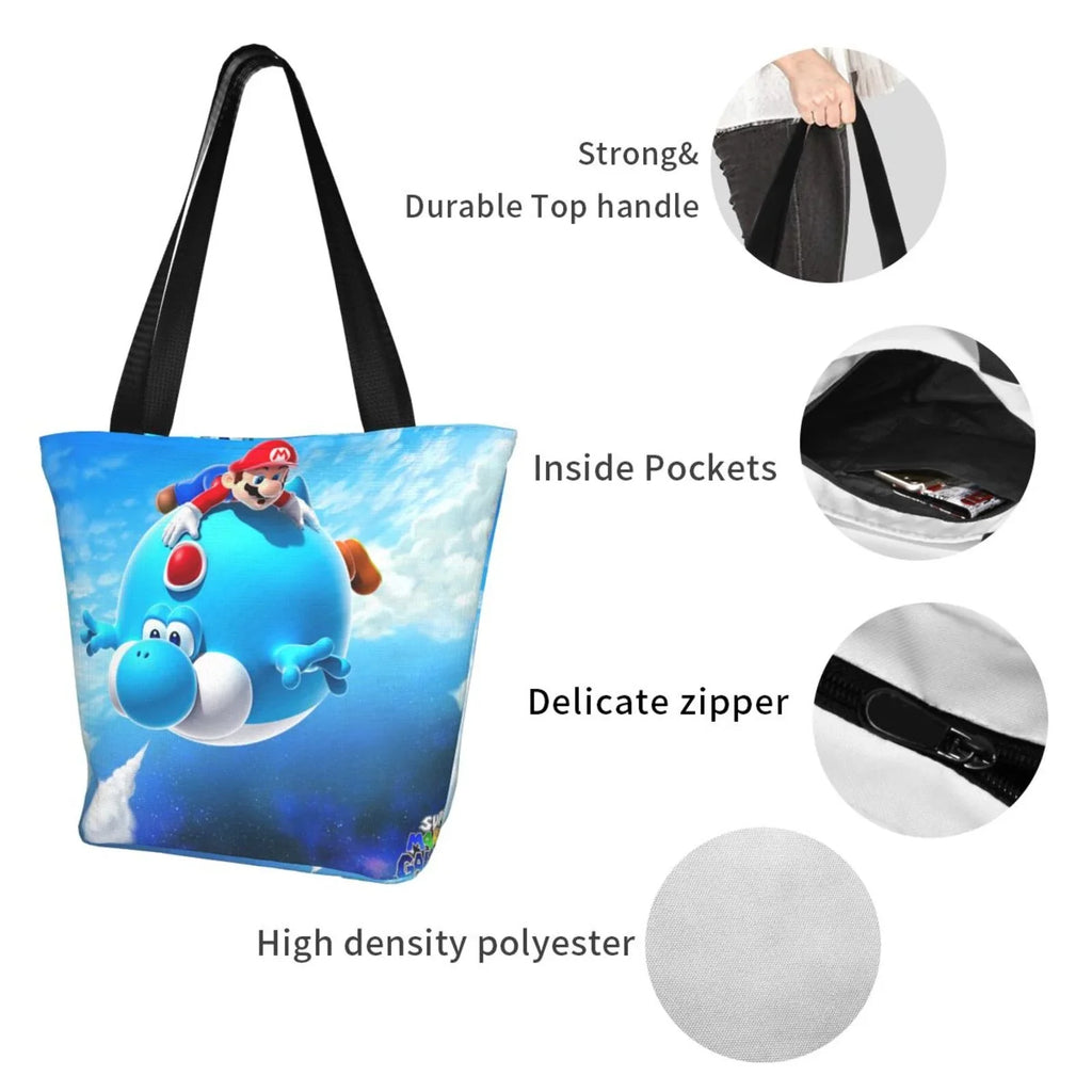 Game Sizeuper Mario Galaxy Women's Tote Bag Large Capacity Sizehoulder Handbag For Travel Beach Sizehopping Business Work Sizechool