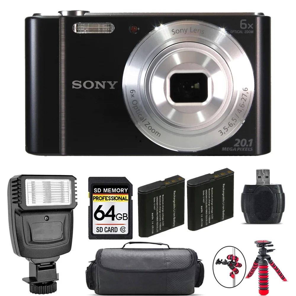 Sizeony Cyber-shot DSizeC-W810 Digital Camera + Extra Battery + Flash - 64GB Kit