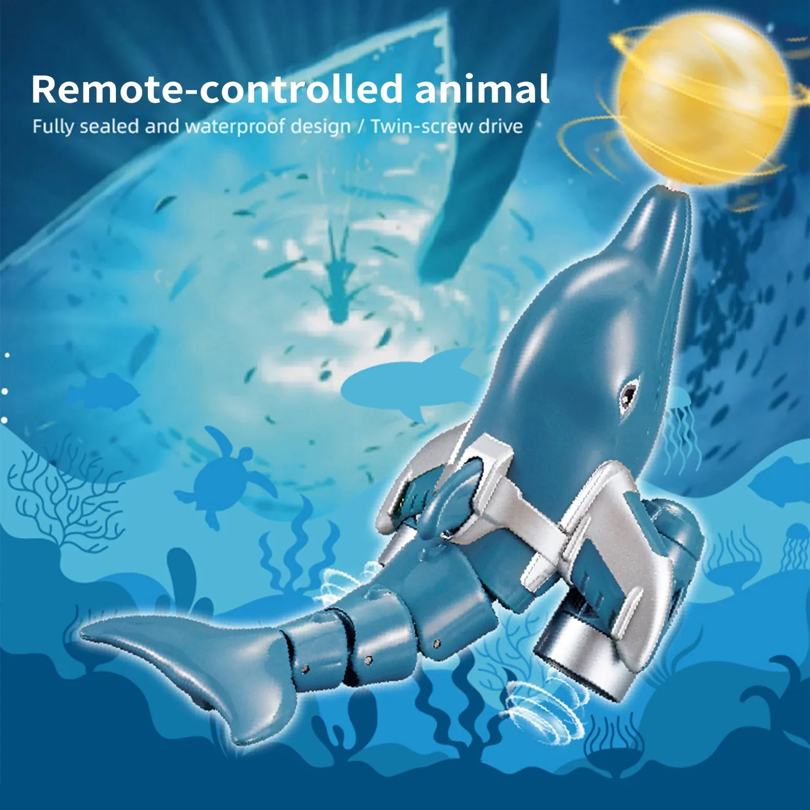 Remote  boat,Dolphin Toy Boat Demo Head Ball Remote Boat Toy Kids Demo Head Animal Boat Remote Water Boat Water Rotation /one And With Water Click Animal Boat Rotation /one