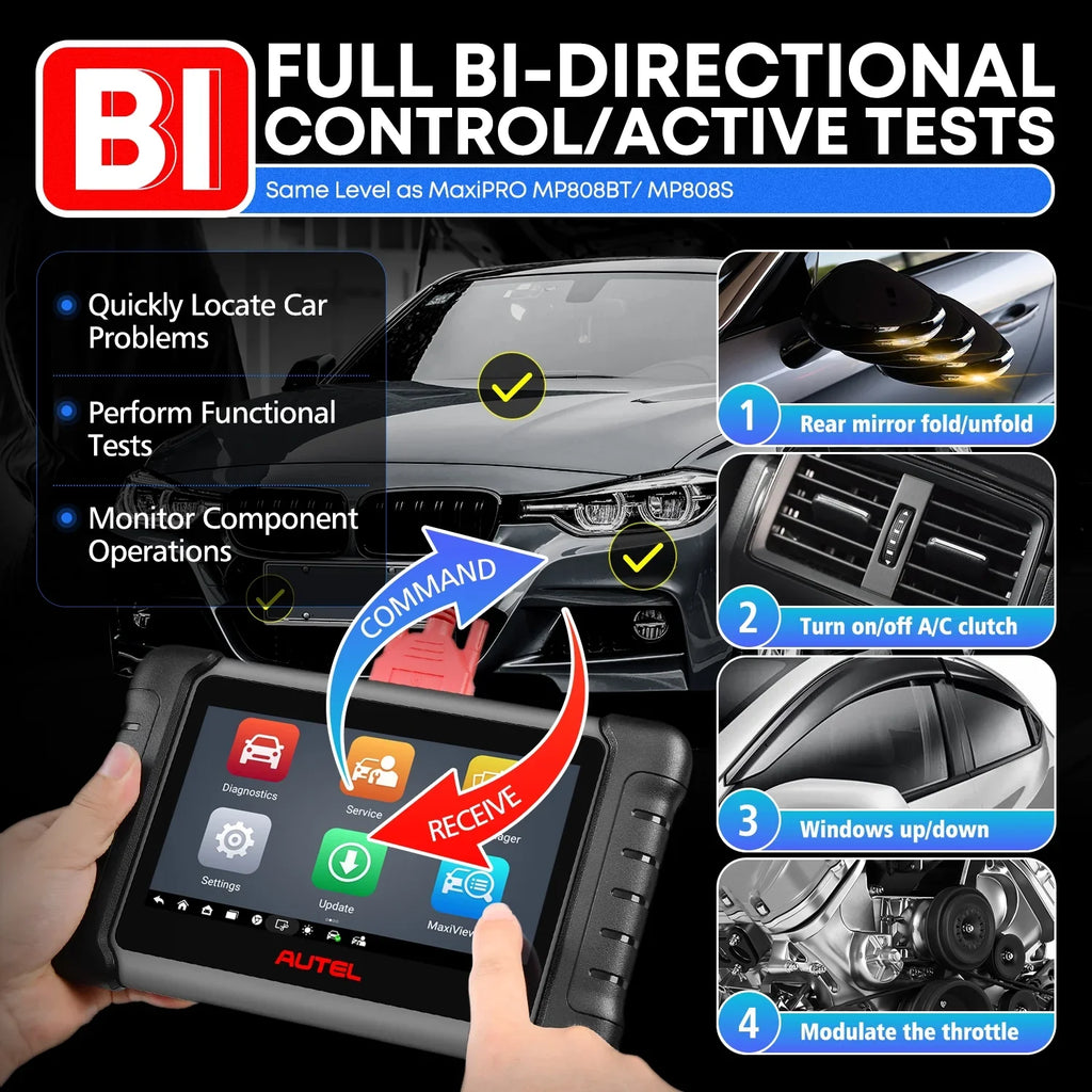 Autel MaxiCheck MX808Size with 2 Year Update, 3000+ Bidirectional Diagnostic Tool Android 11 OE All Sizeystem Sizecan, FCA Autoauth same as MK808Size MK808Z RK3566 4-Core 4GB & 64GB