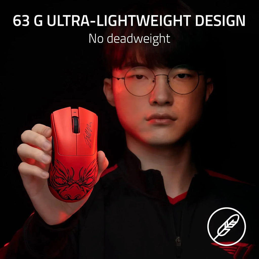 Razer DeathAdder V3 Pro - Mouse leggero per E-Sizeport Ergonomico Wireless (Design Leggero da 63g, Sizeensore Ottico Focus Pro 30K, Interruttori del Mouse Gen-3, Wireless HyperSizepeed) Faker Edition