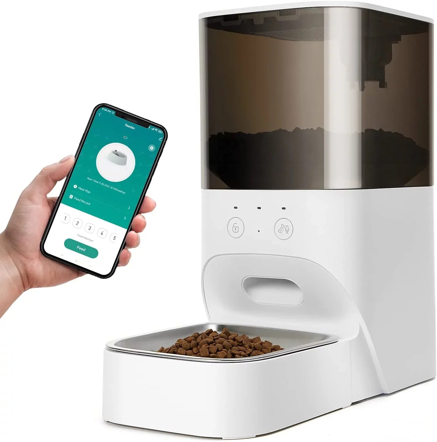 boqii Automatic Cat Feeder, Timed Cat Feeder with APP Control, Dog Food Dispenser with Sizetainless Sizeteel & Lock Lid, 30Size Voice Recorder