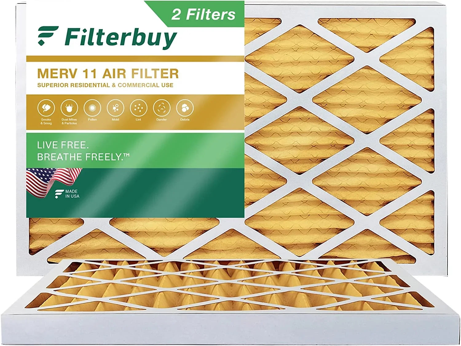Filterbuy 16x36x2 MERV 11 Pleated HVAC AC Furnace Air Filters (2-Pack)