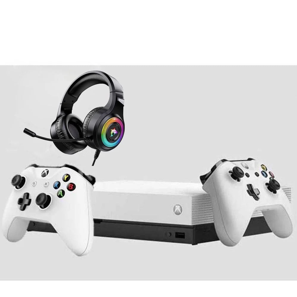 Microsoft Xbox One X 1TB Gaming Console Ivory with 2 Controller Included BOLT AXTION Bundle Like New