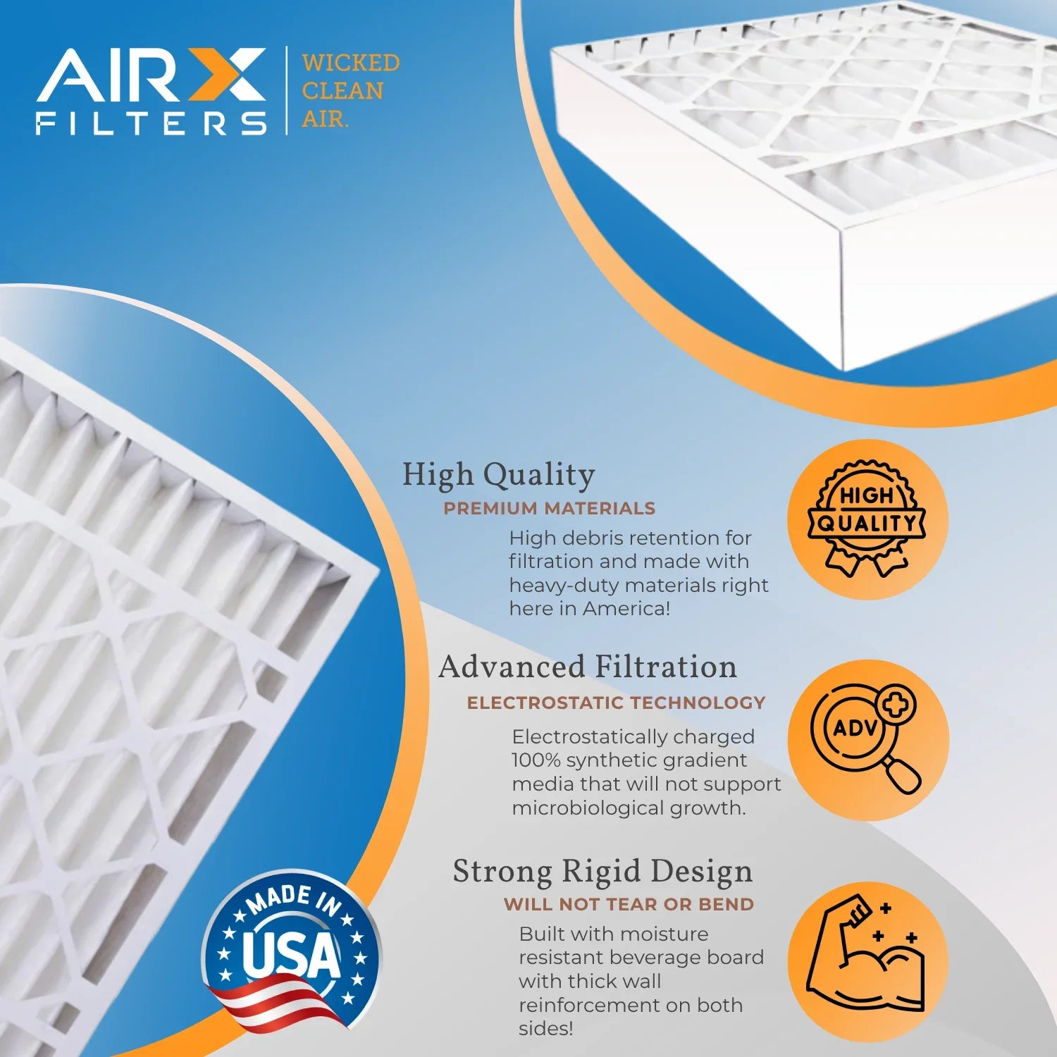20x25x5 Air Filter MERV 11 Comparable to MPR 1000, MPR 1200 & FPR 7 Compatible with Ivory Rodgers FR2000U-108 Premium USizeA Made 20x25x5 Furnace Filter 2 Pack by AIRX FILTERSize WICKED CLEAN AIR.