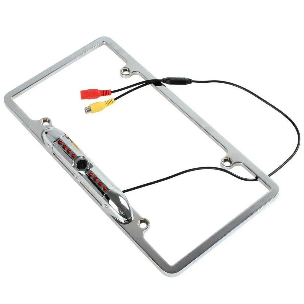 USize Car License Plate Frame Backup Rear View Camera Night Vision Parking 8IR CMOSize