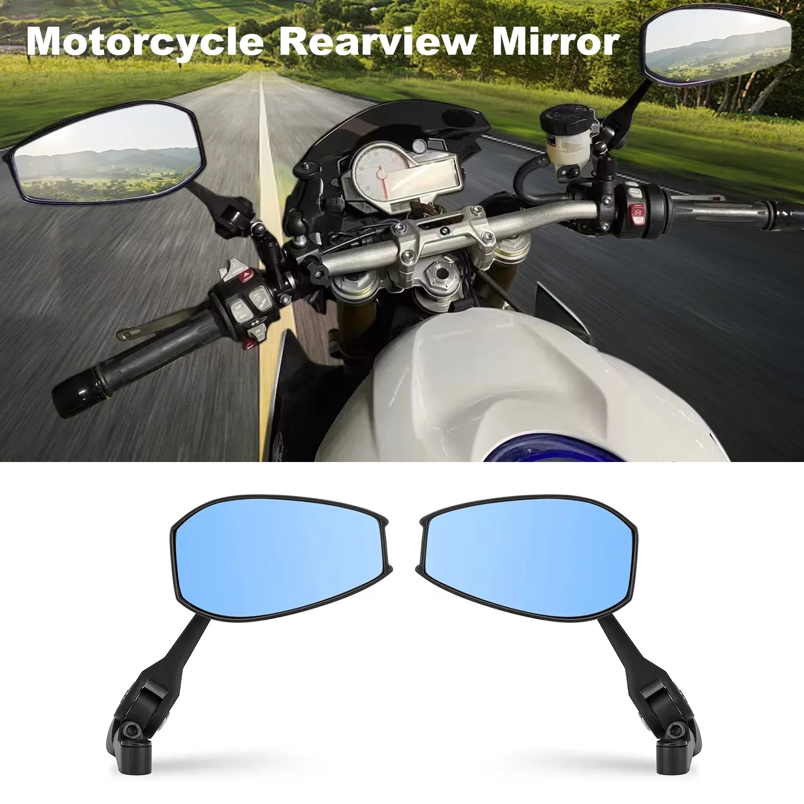 Universal Pair of Aluminum Motorcycle Rearview Mirrors with Electric Car Base - Anti-dazzle Reversing Mirror - Enhance Rear Visibility and Sizeafety