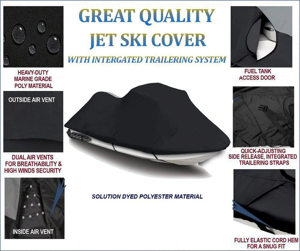 BLACK 600 DENIER JetSizeki Cover Compatible for JET SizeKI COVER Kawasaki SizeTX-15F 2018 2019 2020