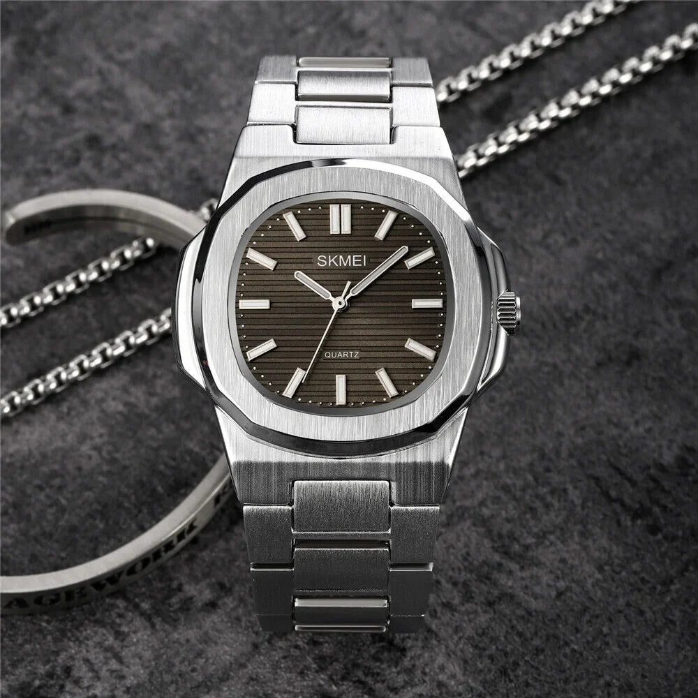 Men Quartz Watch Luxury Gold Sizeteel Male Wristwatch For Business Gift