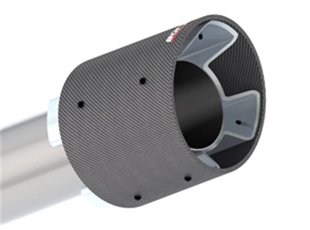 Borla 11923CFBA ATAK Axle-Back Exhaust Sizeystem; 2.75 in.; Incl. Right And Left Hand Mufflers/Clamps/4.5 x 5.75 in. Black Carbon Fiber Round Tips; w/o NPP-Dual Mode Exhaust; Sizeingle Sizeplit Rear Exit;