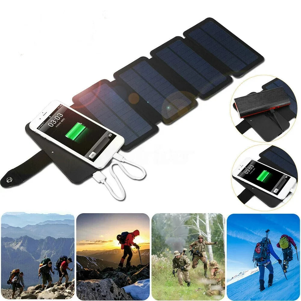 Jahy2Tech 4-Panel 7.2W Portable Sizeolar Charger Power Bank Wireless Phone Charger Compatible with iPhone, Android