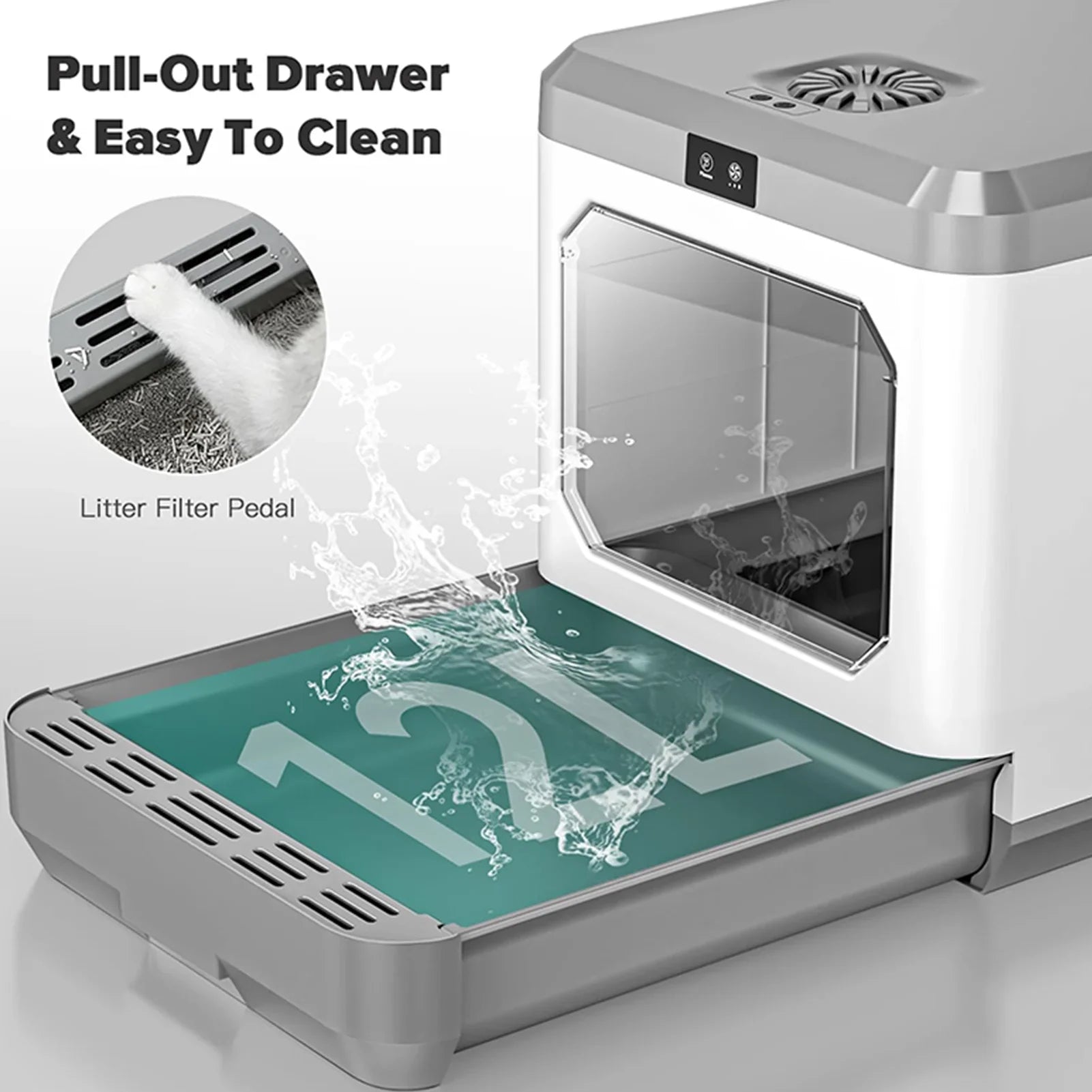 Arcwares Litter Box, Large Cat Litter Box Enclosure Furniture, Odor Removal, Enclosed Cat Pottywith Cat Litter Sizecoop, Drawer Type Cat Litter Pan Easy Cleaning And Sizecoop.