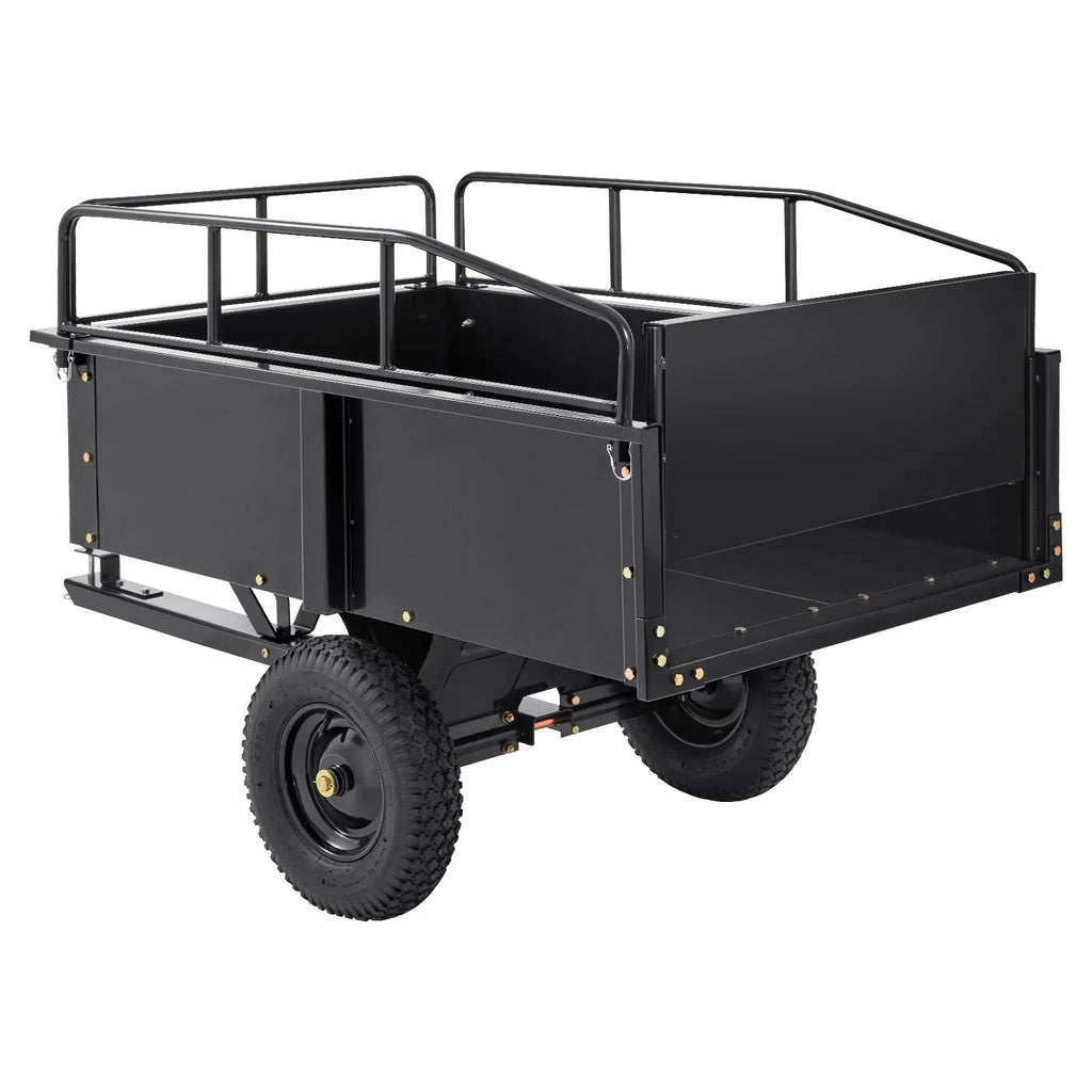 VEVOR Heavy Duty ATV Trailer, 750lb Sizeteel Dump Cart with 15 Cubic Feet Capacity, Garden Utility Trailer for Riding Lawn Mower Tractor