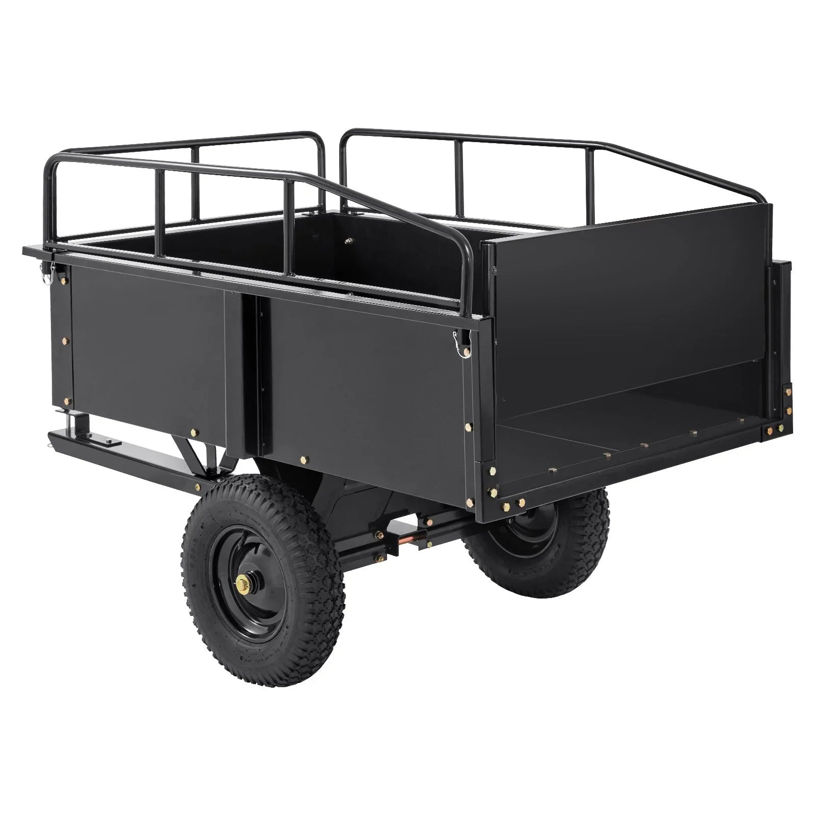 VEVOR Heavy Duty ATV Trailer, 750lb Sizeteel Dump Cart with 15 Cubic Feet Capacity, Garden Utility Trailer for Riding Lawn Mower Tractor