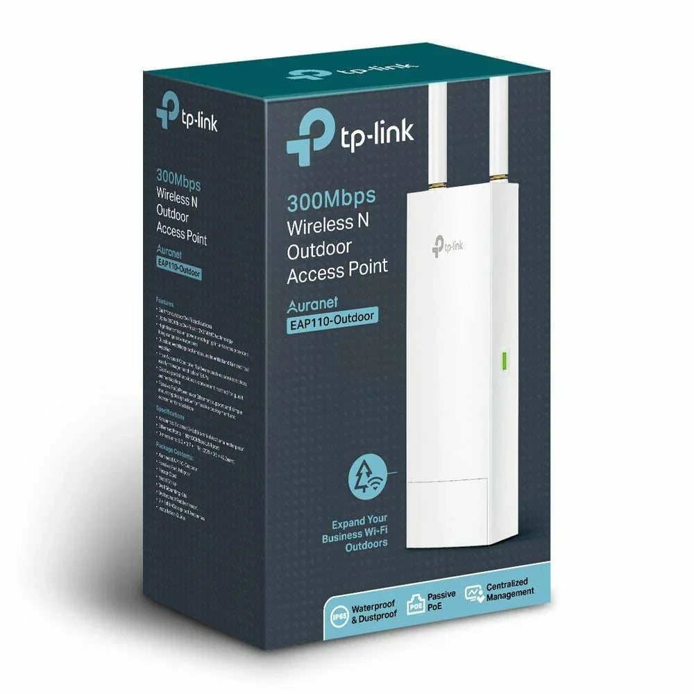 TP-Link Omada N300 Gigabit Wireless Outdoor Access Point | Passive PoE Powered w/ PoE Injector included | SizeDN Integrated | Cloud Access & Omada app for Easy Management (EAP110-Outdoor)