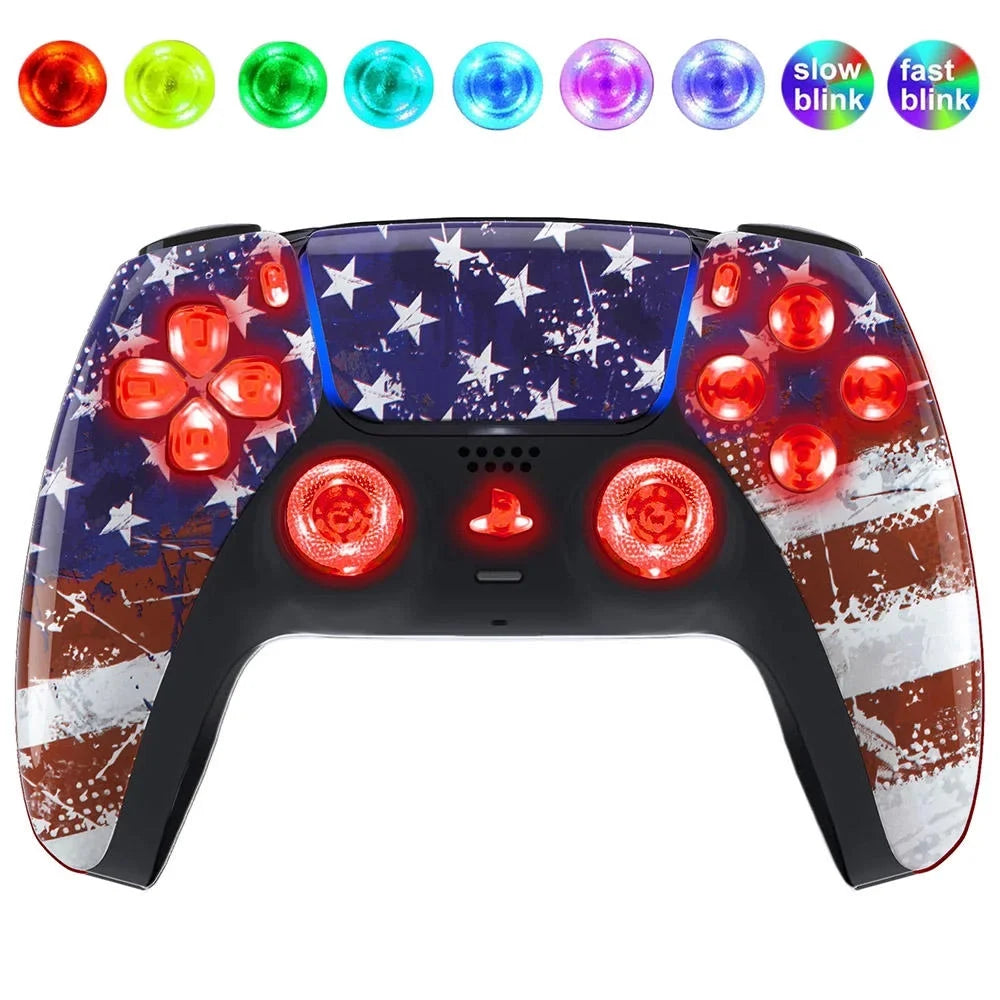 USizeA Flag Sizeilent Modz LED Light Up Buttons Wireless Custom Controller for PSize5