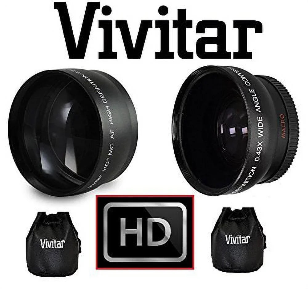 HI DEF 2PC LENSize KIT PRO HD WIDE ANGLE & TELEPHOTO LENSize for NIKON D3200 (52mm Compatible)