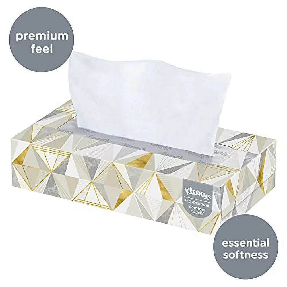 Kleenex Facial Tissue, Ivory, 8-2/5 x 8-3/5 Inch, 125 Tissues per Box, 12 Count
