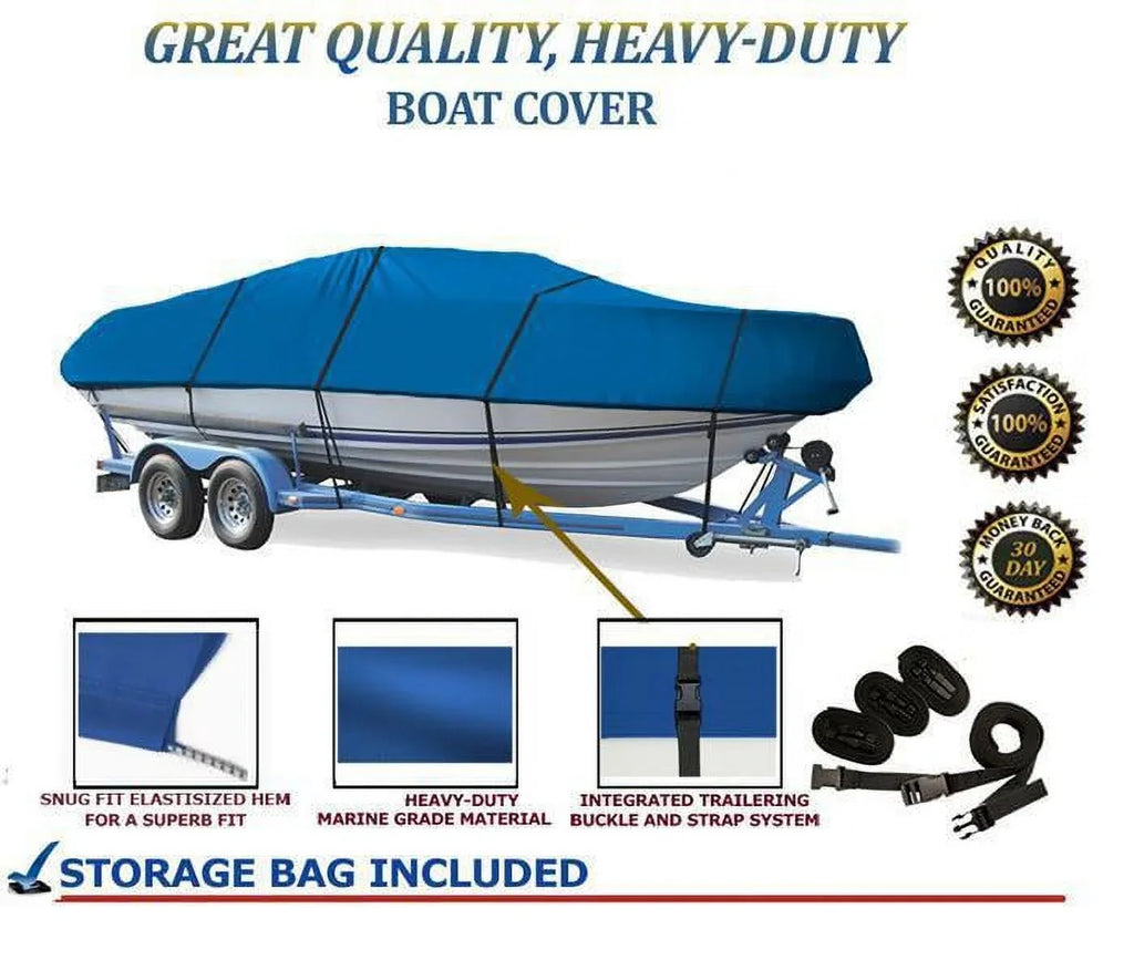 BLUE, GREAT QUALITY BOAT COVER Compatible for LOWE FISizeHING MACHINE 150 Size 2001