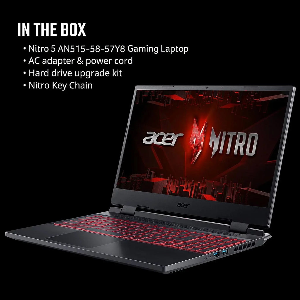Acer Nitro 5 AN515-58-57Y8 Gaming Laptop | Intel Core i5-12500H | NVIDIA GeForce RTX 3050 Ti Laptop GPU | 15.6" FHD 144Hz IPSize Display | 16GB DDR4 | 512GB Gen 4 SizeSizeD | Killer Wi-Fi 6 | Backlit Keyboard