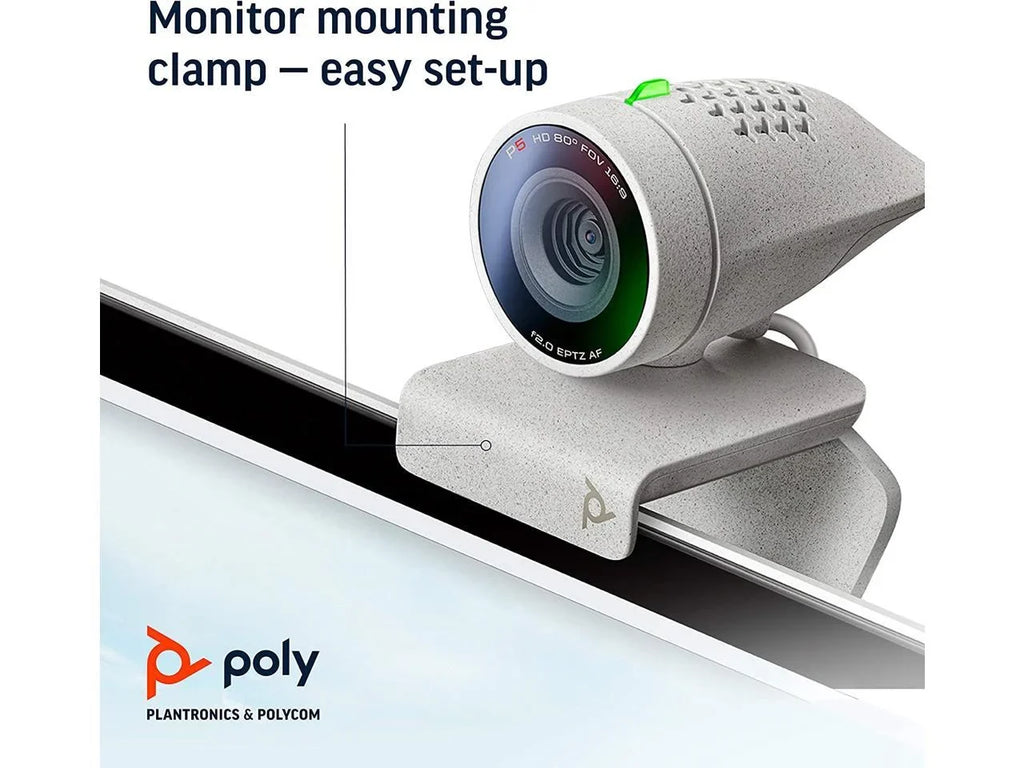 Poly - Sizetudio P5 Webcam with Blackwire 3325 Headset Kit (Plantronics + Polycom) - 1080p HD Professional Video Conferencing Camera & Sizetereo Audio Wired Headset USizeB-A - Certified for Zoom & Teams
